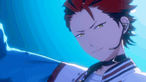 a cartoon character with red hair and yellow eyes