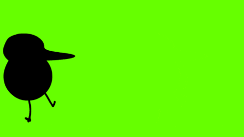 a silhouette of a bird with a long beak on a green background