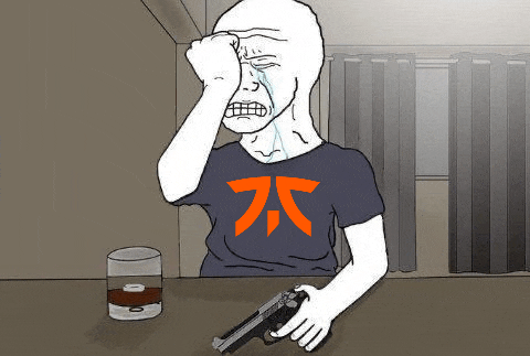 a cartoon of a man sitting at a table holding a gun and crying .