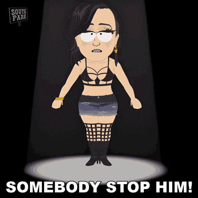 a cartoon of a woman with the words somebody stop him