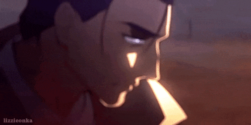 a close up of a man 's face with the name hzzieonka on the bottom right