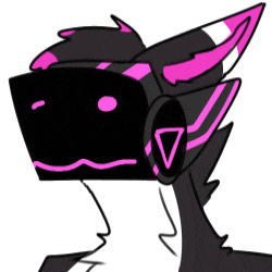 a black and pink drawing of a robot with headphones on its head .
