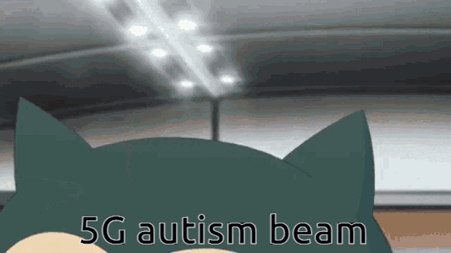 a picture of a cat with the words 5g autism beam on it
