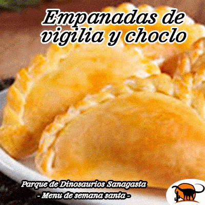 an advertisement for empanadas de vigilia y choclo shows a plate of food