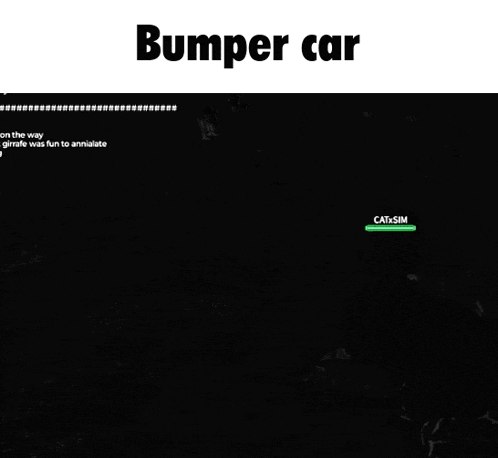 a black and white image of a bumper car with trees in the background