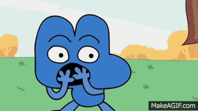 a cartoon character with a surprised look on his face