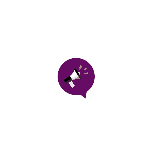 a logo for expressar marketing e publicidade has a purple speech bubble with a megaphone in it