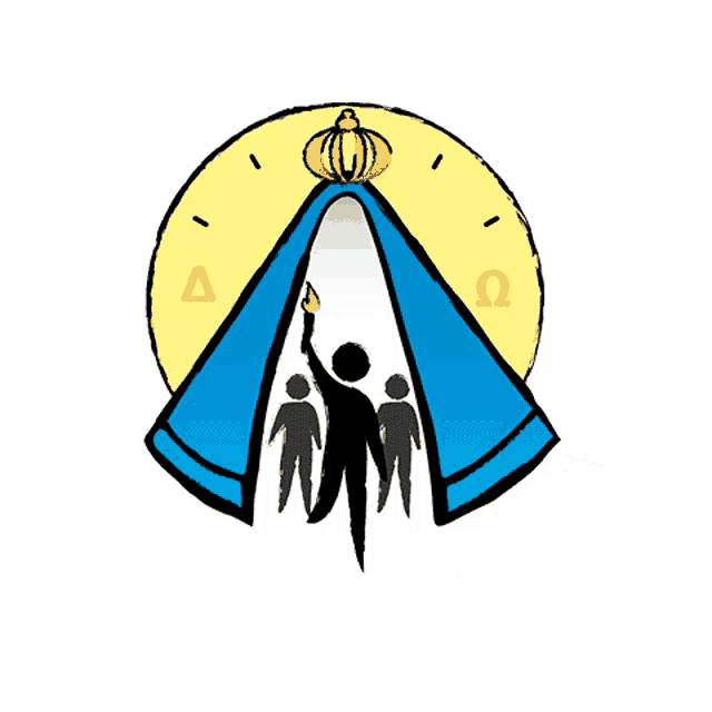 a drawing of a person holding a torch with the words con maria seamos el ahora de dios