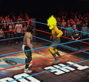 a wrestler in a ring with the word jrc on the ground