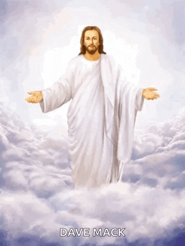 a painting of jesus with the name dave mack underneath him