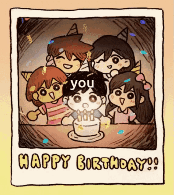 a group of children are celebrating a birthday with a cake and the words happy birthday