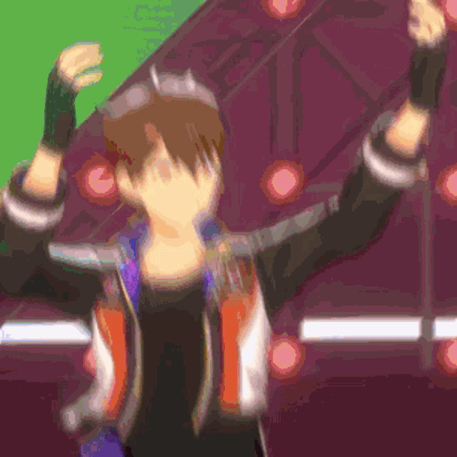 a blurry picture of a person dancing with their hands in the air