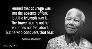 a black and white photo of nelson mandela with a quote .