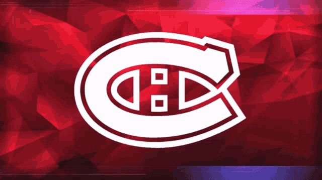 a logo for the montreal canadiens on a red and purple background