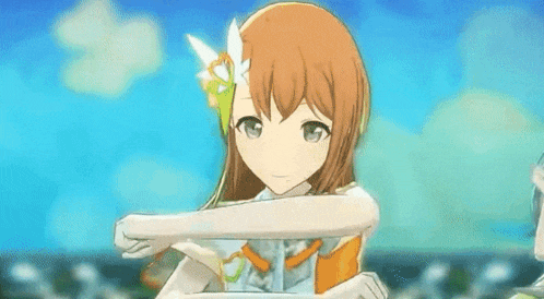 a group of anime girls are dancing together in a video game .
