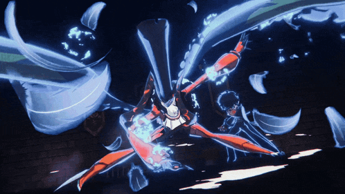 a cartoon character is flying through the air with feathers flying around her