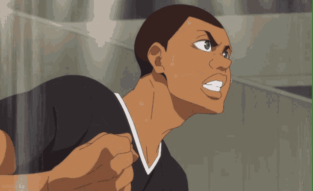 a man in a black shirt with a white stripe on the sleeve is looking up