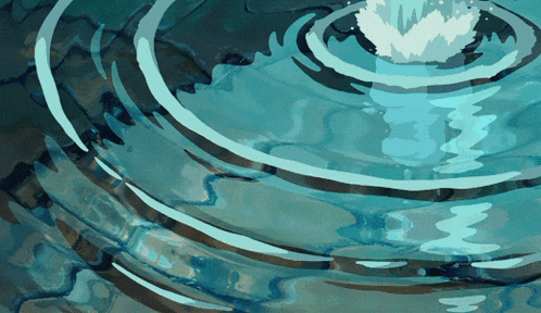 a painting of a water surface with waves and a splash