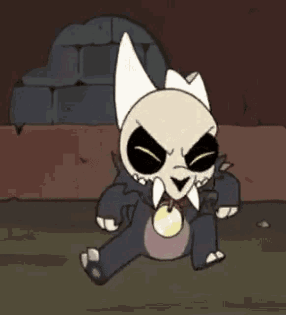 king from the owl house is a cartoon character with a skull on his head and a necklace around his neck .