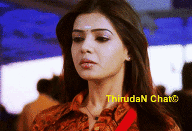a picture of a woman with the words thiruda n chat on the bottom