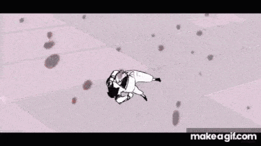 a black and white drawing of a person laying on a tiled floor .