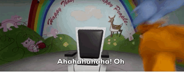 a chair in front of a wall that says happy thursday