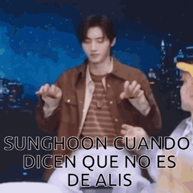 sunghoon cuando dicen que no es de alis is a gif