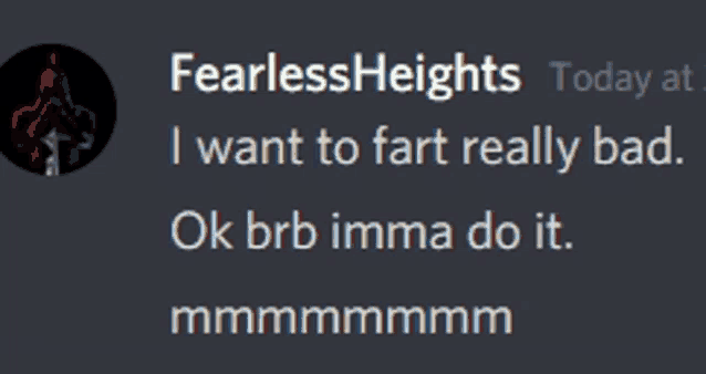 a screenshot of a discord conversation between fearlessheights and okbrb imma do it