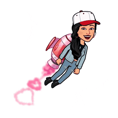 a cartoon of a woman flying through the air with a rocket behind her
