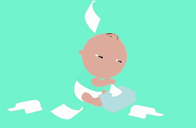 a baby is playing with a box of tissues on the floor