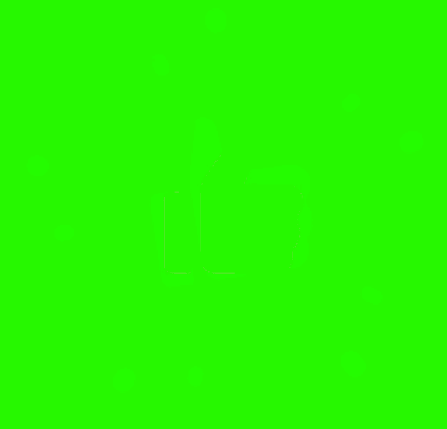 a white thumbs up icon on a green background with colorful sprinkles .