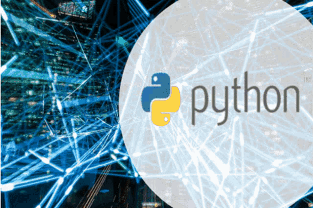 a python logo is surrounded by a network of lights