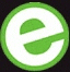 a green circle with a white letter e in it .