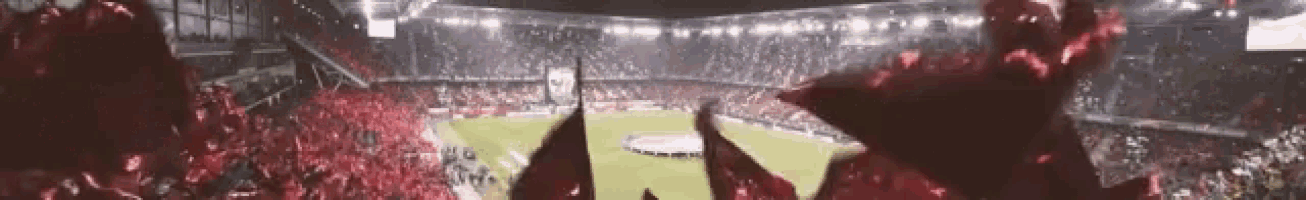 a soccer stadium with a lot of people watching a game
