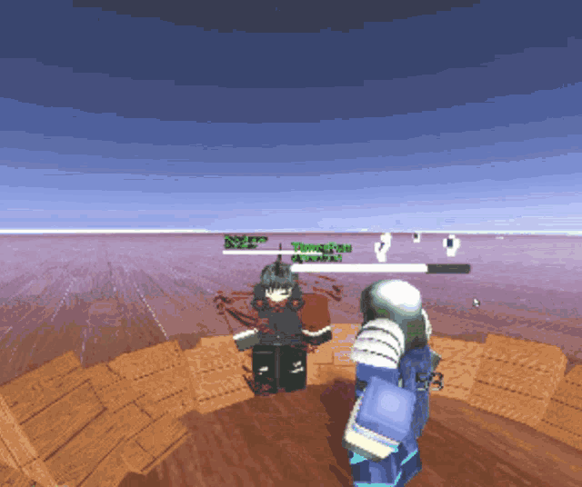 a screenshot of a video game shows a girl with a unicorn and a man with a helmet