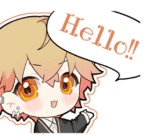 a cartoon character with a speech bubble that says hello !