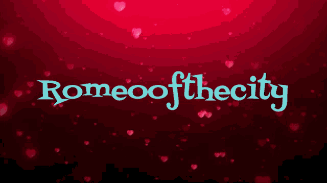 the word romeo is on a red background with hearts