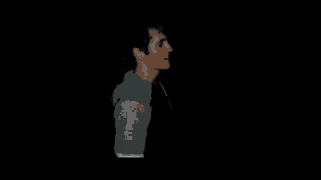 a man in a hoodie is holding a light in his hands