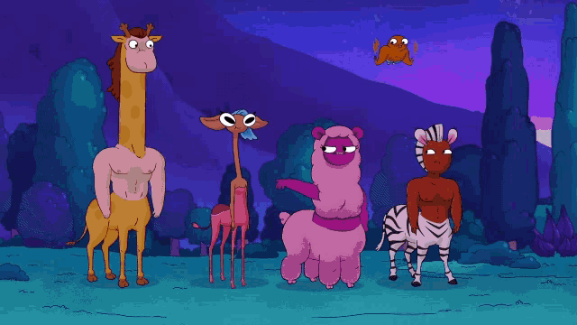 a group of cartoon characters are standing next to each other with the words " ethereal music playing " below them