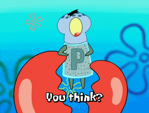 a cartoon of a salt shaker with the letter p on it and the words " you think " below it