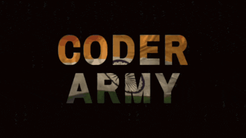 a black background with the words coder army in orange and green