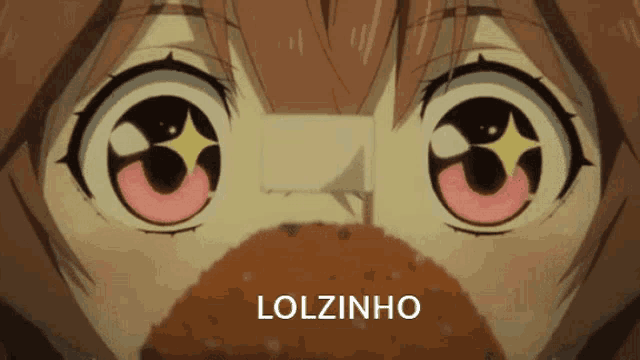 a close up of a girl 's eyes with lolzinho written below
