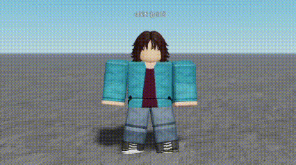a cartoon character in a blue shirt is standing on a gray surface holding a book .