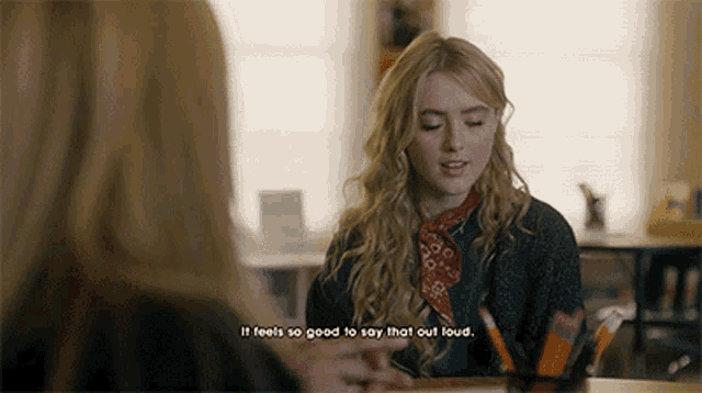 a girl says it feels so good to say that out loud to another girl