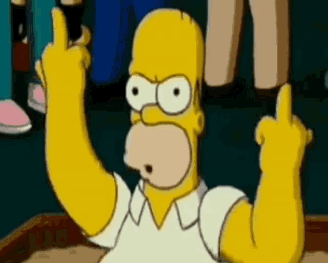 homer simpson is giving the middle finger in a cartoon