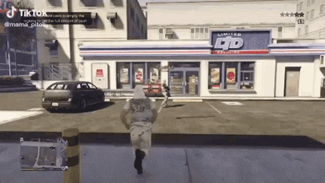 a man is running in front of a limited edition gas station .