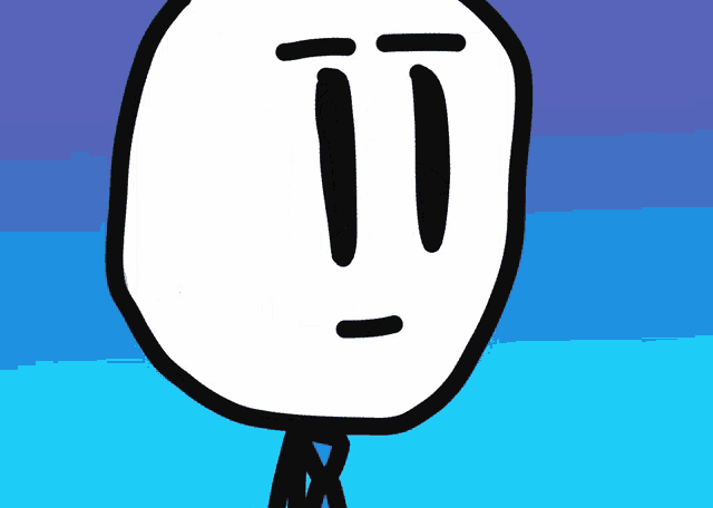 a drawing of a stick figure with a serious face
