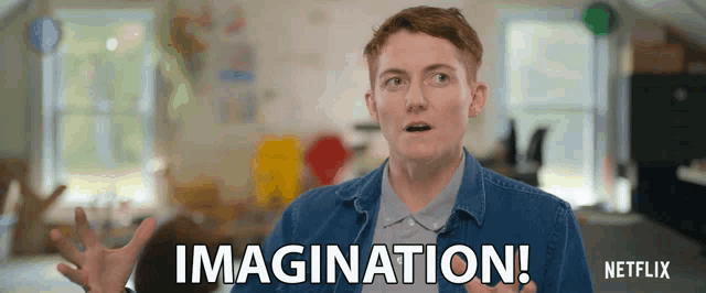 a man says " imagination " in front of a netflix sign