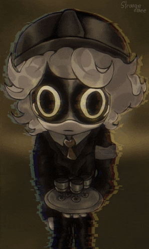 a strange joee drawing of a man in a suit