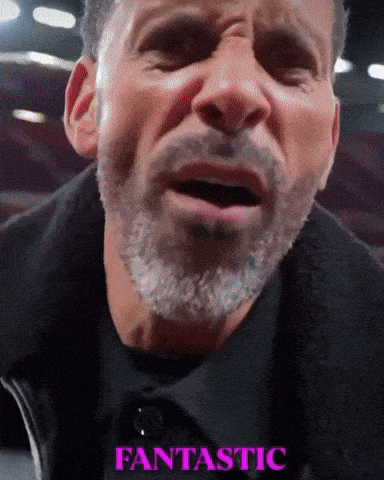 a man with a beard is making a funny face and the word fantastic is written below him